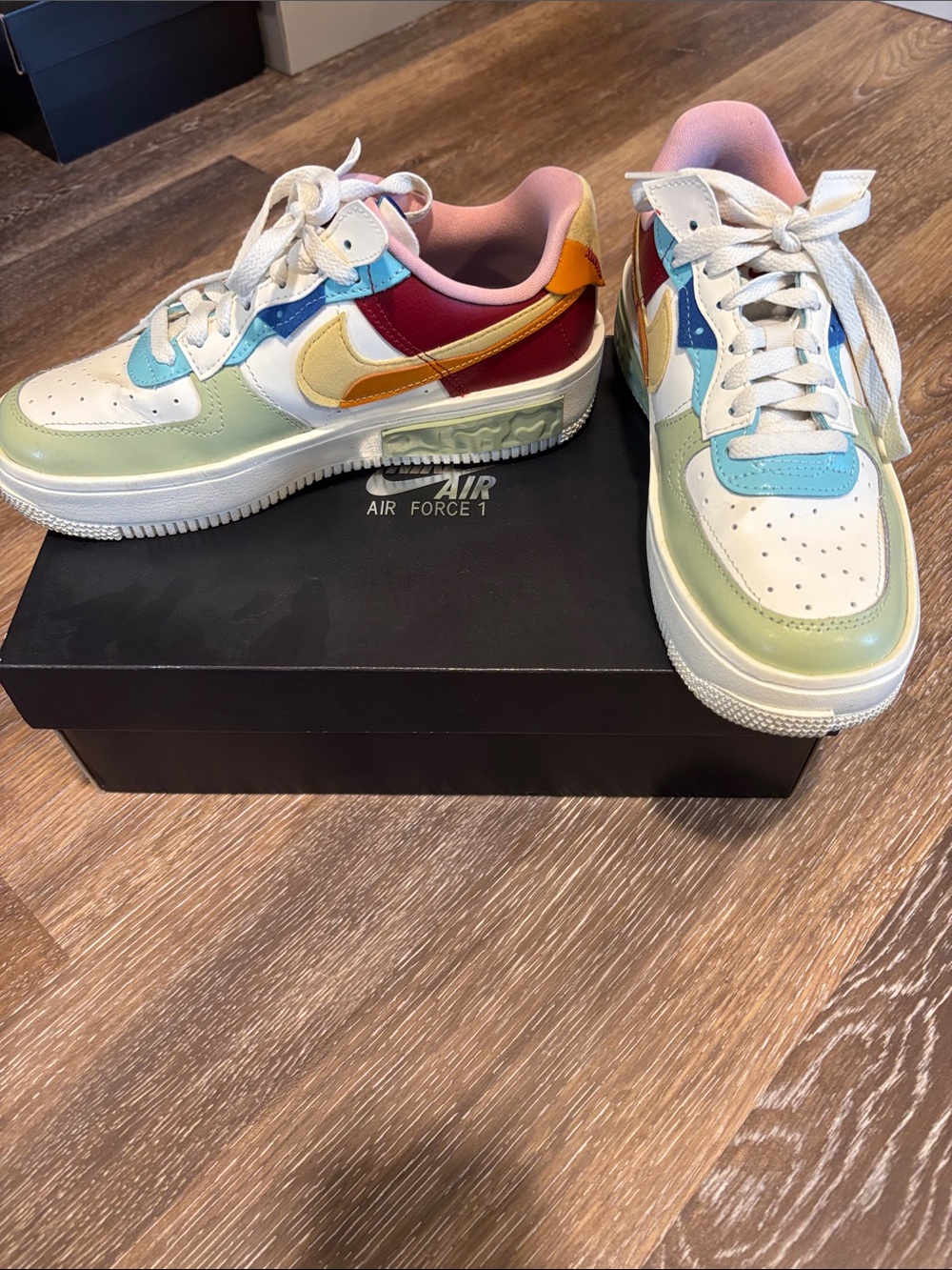 Nike Air Force 1 Low White with Pastel Blue, Mint, Pink & Burgundy Accents